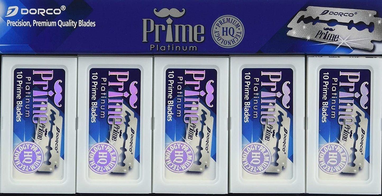 Dorco Prime Blades Double Edge for Safety Razor and Barber Razor Blue 100 count